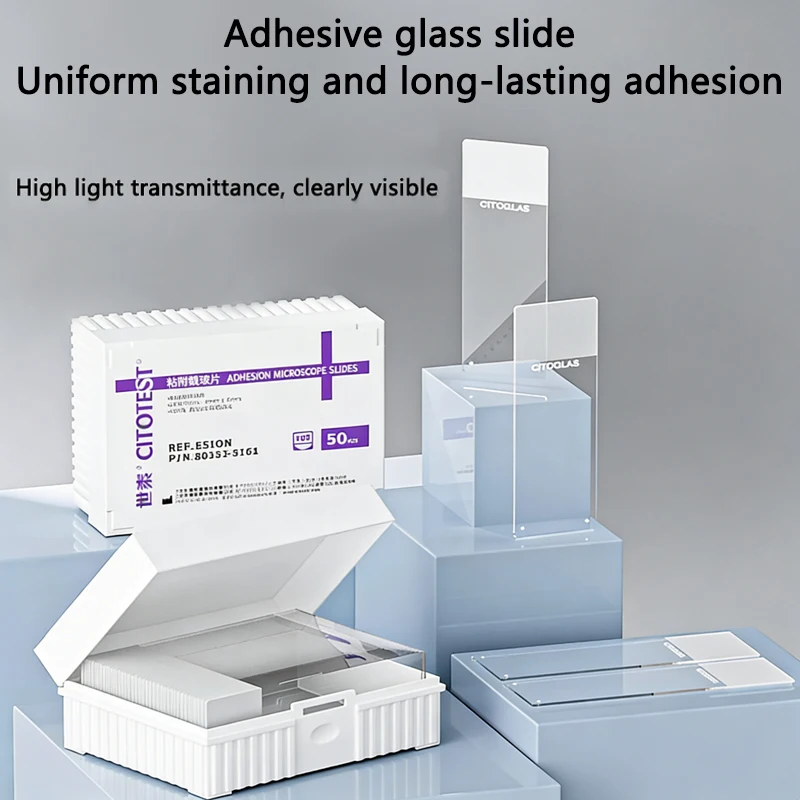 50pcs Glass Lab Coverslips 188105W Ultra-Clear Adhesive Slides Positively Charged Treatment Printable for Scientific Use