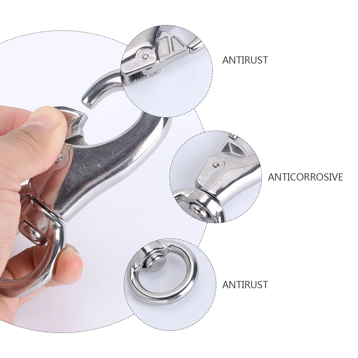 102Mm Swivel Hook Snap Heavy Duty Hanging Chair Hook Silver 300Kg Weight Limit for Outdoor Indoor Hammock Swing Accessories