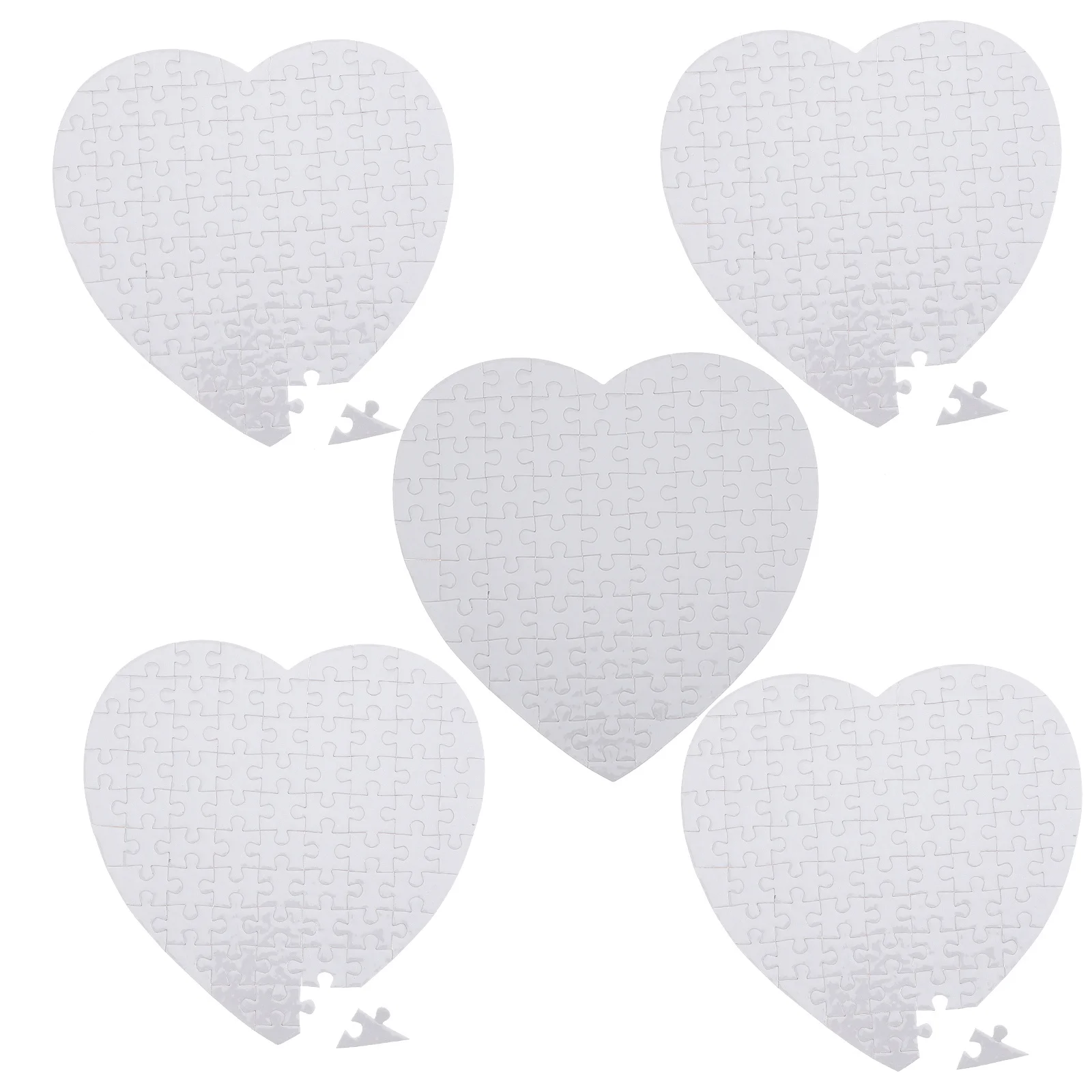 5 set Heart Shaped Blank Sublimation Puzzle Diy Drawing Printable Jigsaw For Craft Heat Transfer Art Project Activity Game Kids