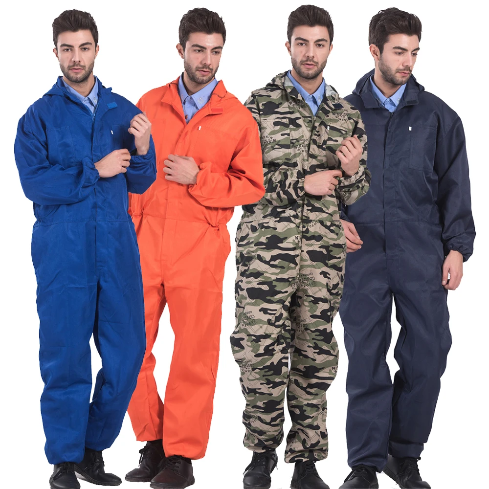 Polycotton Coveralls for Man Summer Thin Cargo Coveralls Hooded Working Coveralls Industrial Workwear