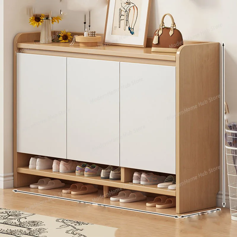 Luxury Box Shoe Cabinet Organizer Mobile Storage Living Room Wooden Display Shoe Shelf  Shoemakers Furniture