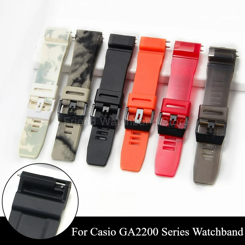 Для Casio GA-2200M-1A 24 мм полимерный ремешок для часов, износостойкий, атмосферостойкий, химически стойкий, прямой интерфейс, пластиковый корпус, пряжка