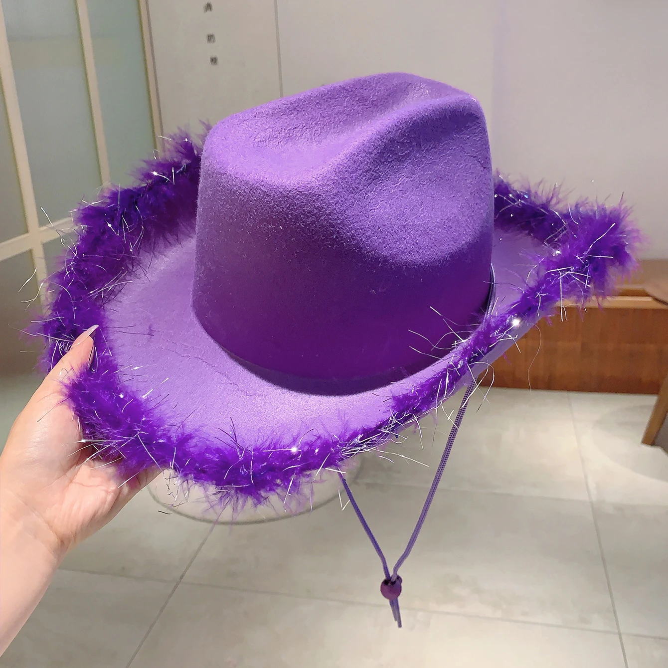 KAMMPT Fashion Solid Color Cowboy Hat Wide Brim Carnival Cosplay Cowgirl Hat Western Style Trends Caps for Bachelorette Party