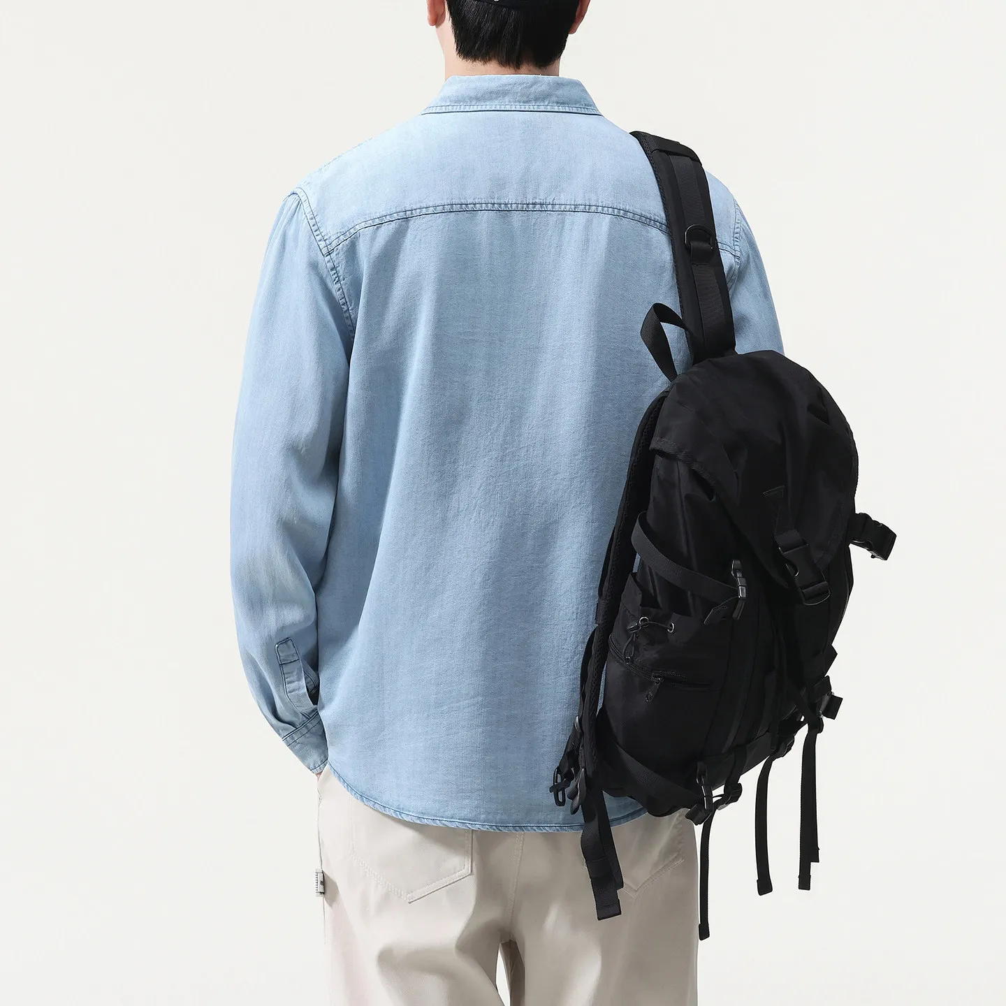 2026 Autunmn New American Retro Long-Sleeve Turn-down Collar Trendy Pockets Denim Shirt Men's Fashion Washed Casual Blouses