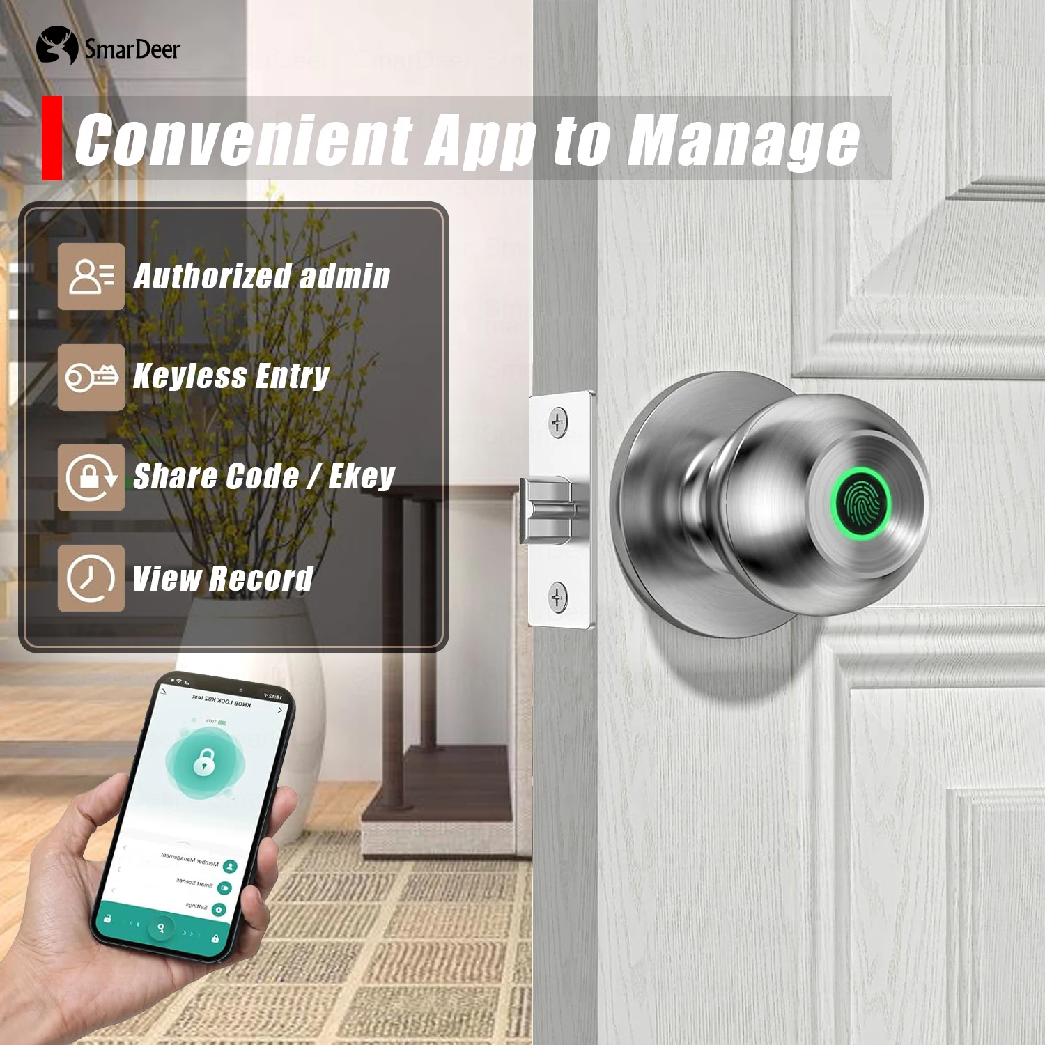 SmarDeer fingerprint lock for Tuya Smart door lock, which is very suitable for Electronic lock of standard doors