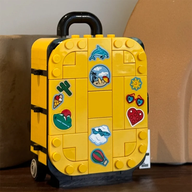 

Creative 2025 NEW 184PCS Yellow Travel Suitcase Building Blocks Model Sticker Trolley Box Assemble Bricks Toys Gift For Kid Girl