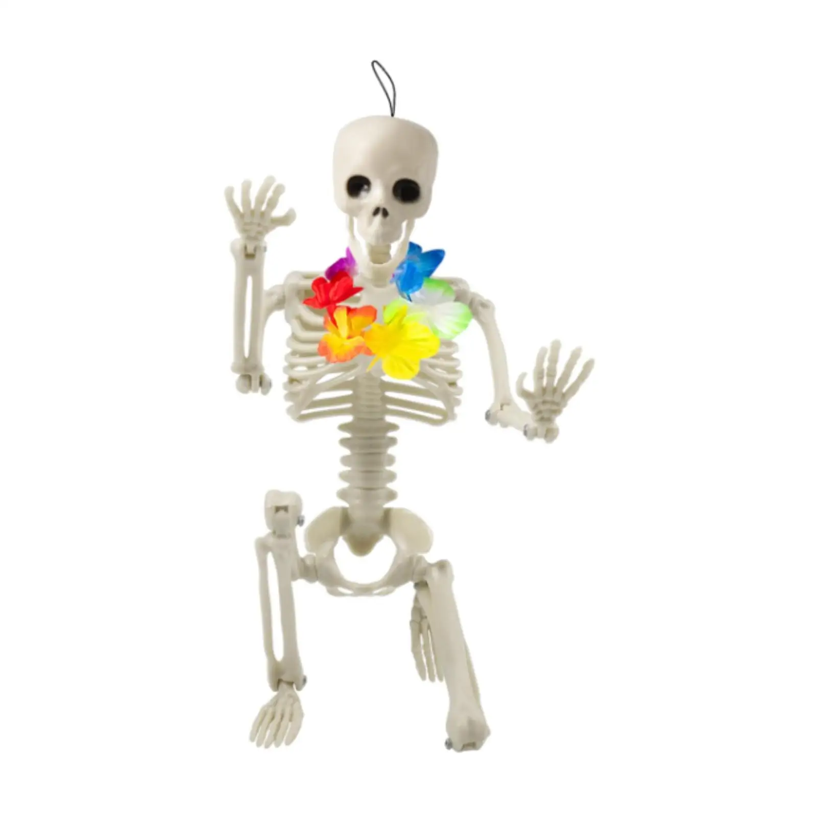Halloween Skeleton Decoration with Artificial Wreath with Movable Joints for Graveyard Decor Patio Lawn Backyard Indoor/Outdoor