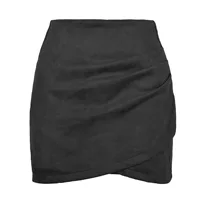 Suede Irregular Skirts Summer Women High Elastic Waist Pleated Zipper Skirt LDY-WW5165 5