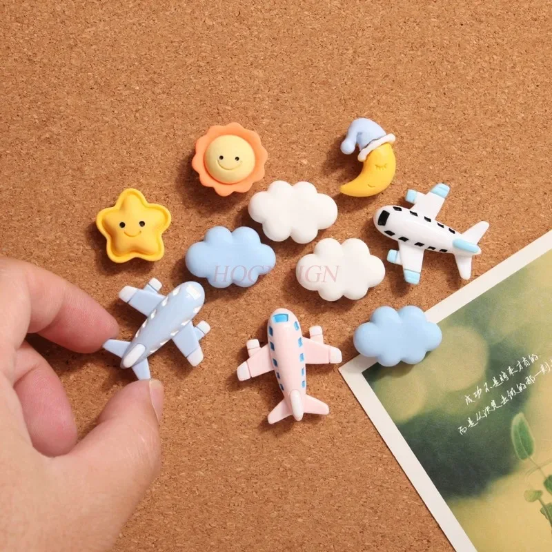 10pcs Cute cartoon airplane cloud cork board wool felt push pin photo wall pin I-nail press pin