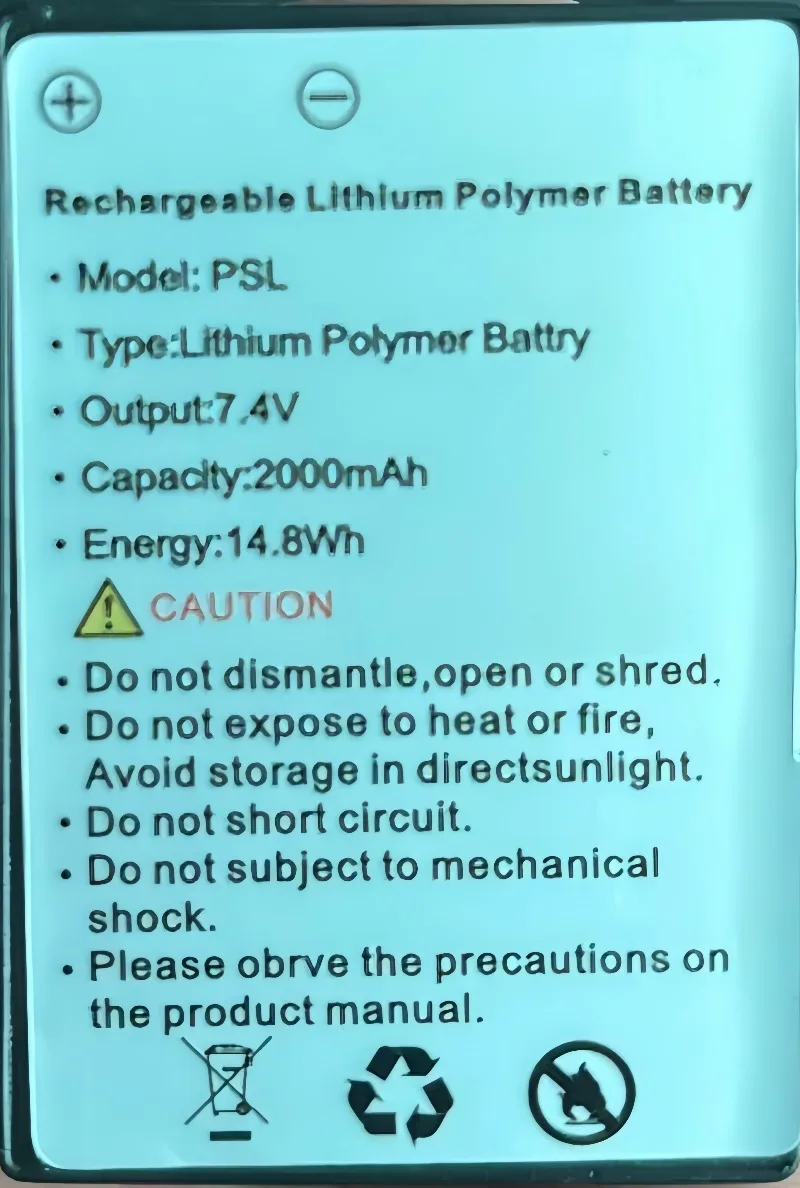New PSL 7.4V 2000mAh Li-Polymer Rechargeable Battery for 2.5X/3.5X 5W Surgical Headlight Dental Magnifying Glass Fast Shipping