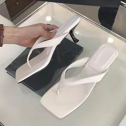 Liyke Fashion Clip Open Toe Mules Women Beach Slippers Sandals 2026 High Quality Cozy Leather Low Heels Flip Flops Slides Shoes