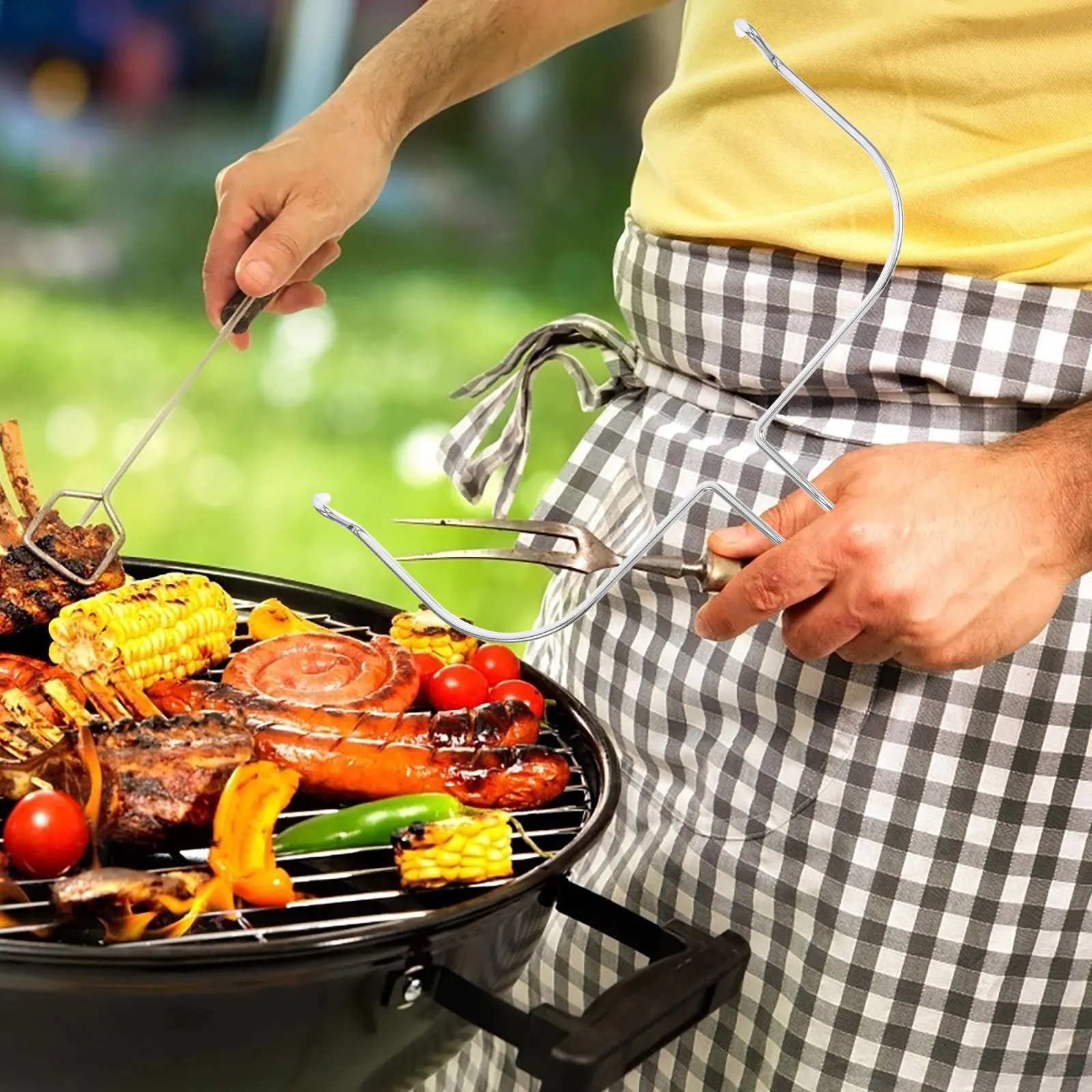 

1 Rotating Turkey Forks BBQ Chicken Roast Electronic Oven Tong Air Fryer Tong Kitchen Tool Grill Rack Meat Fork Anti Scalding