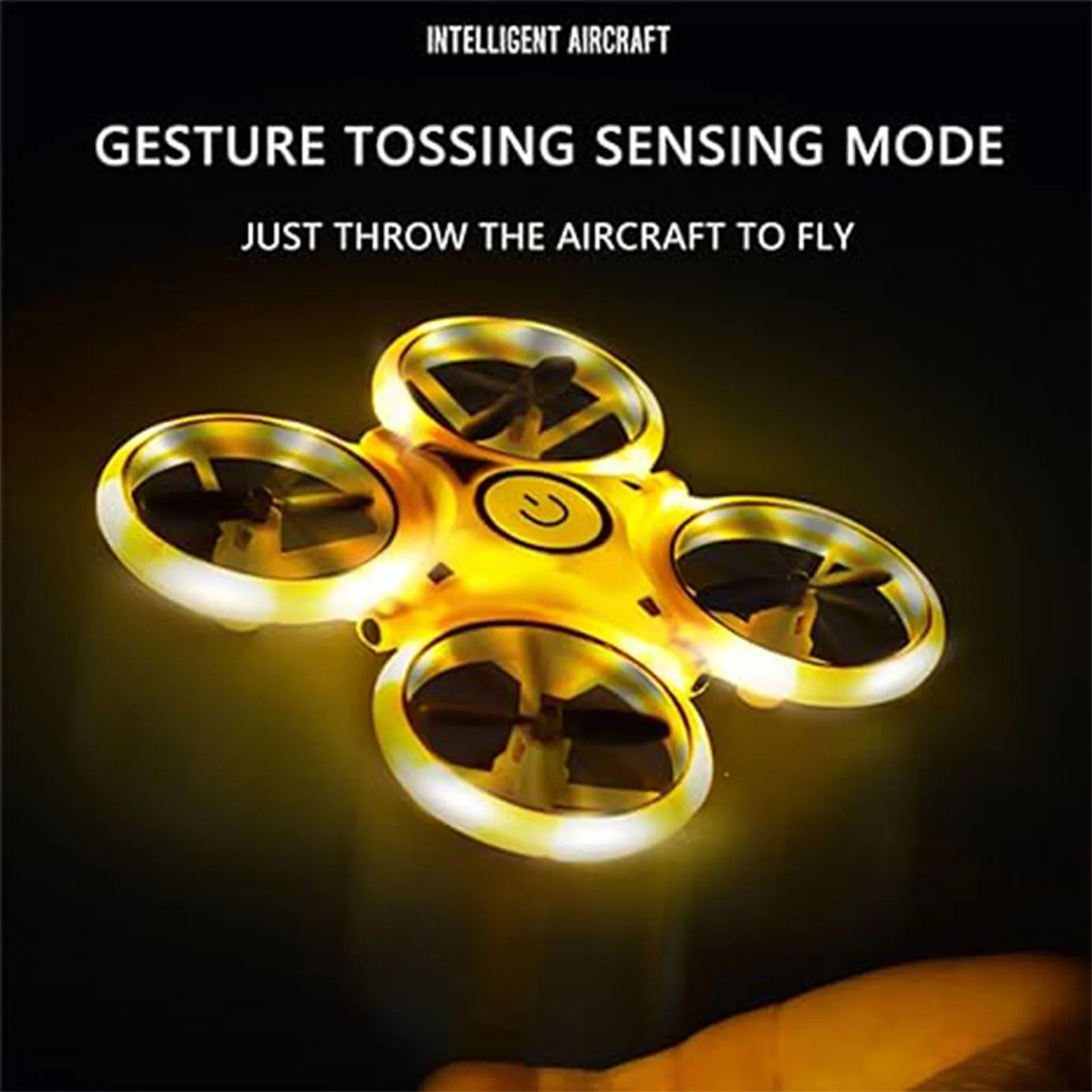 โดรนควบคุมด้วยท่าทาง ควอดคอปเตอร์บังคับวิทยุ โดรนบินไฟฟ้าอัจฉริยะ พร้อมไฟ LED ของเล่นกลางแจ้งสำหรับเด็กชาย เด็กหญิง ของขวัญ
