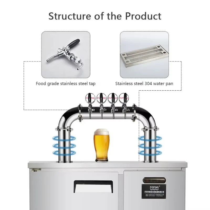 stainless steel double cooling draft beer machine cocktail party beer beverage vending machine