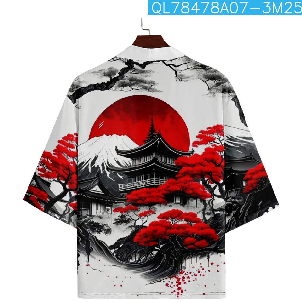 Fashion Asian Clothing Traditional Japanese Anime Print Kimono Cosplay Haori Men Japan Yukata