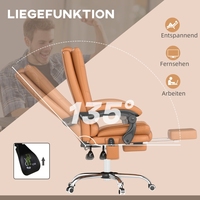 Massage office chair, office chair with heating function, swivel chair, reclining chair, adjustable-height PC chair, light brown