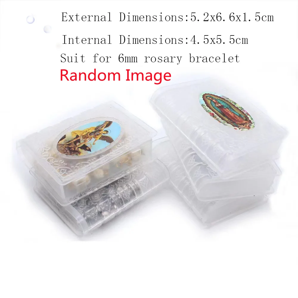 12pcs Catholic Holy Litter Keepsake Box For 6MM Rosary Beads Plastic Book Shape Random Photo Christian Relic Storage Box