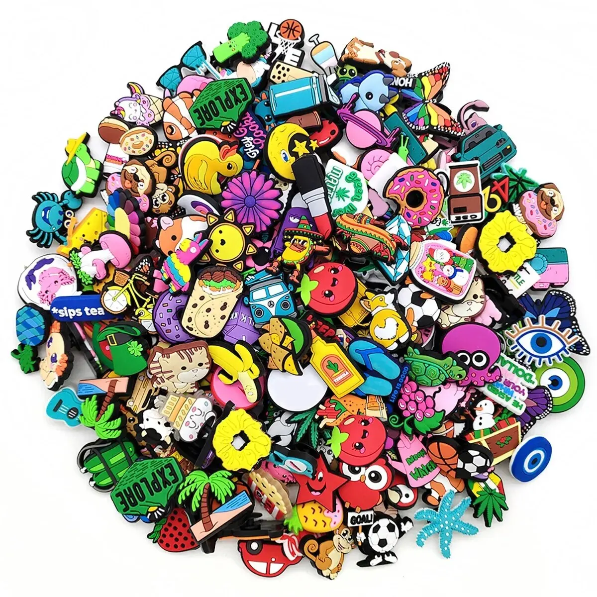 6-200PCS Cartoon Shoe Charms for Clogs Bubble Slides Sandals PVC Shoe Decorations Accessories For Teens