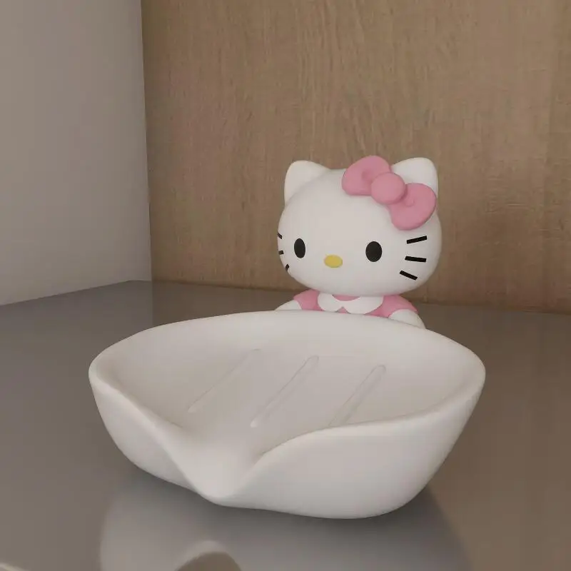 

Sanrios Hello Kittys Soap Box Ceramic Creative Cartoon Cute Laundry Ins Sweet Cartoon Girl Thickened New Kawaii Bathroom Storage