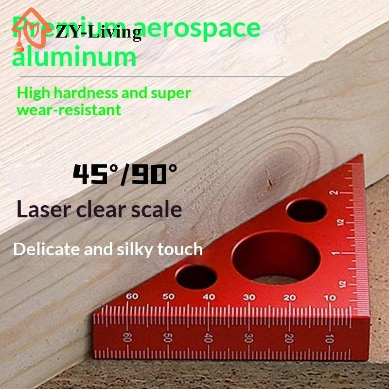 Aluminum Ruler 45/90 Degree Frosted Right Angle Gauge Triangle Ruler With Both Imperial And Metric Scales For DIY Wood Projects