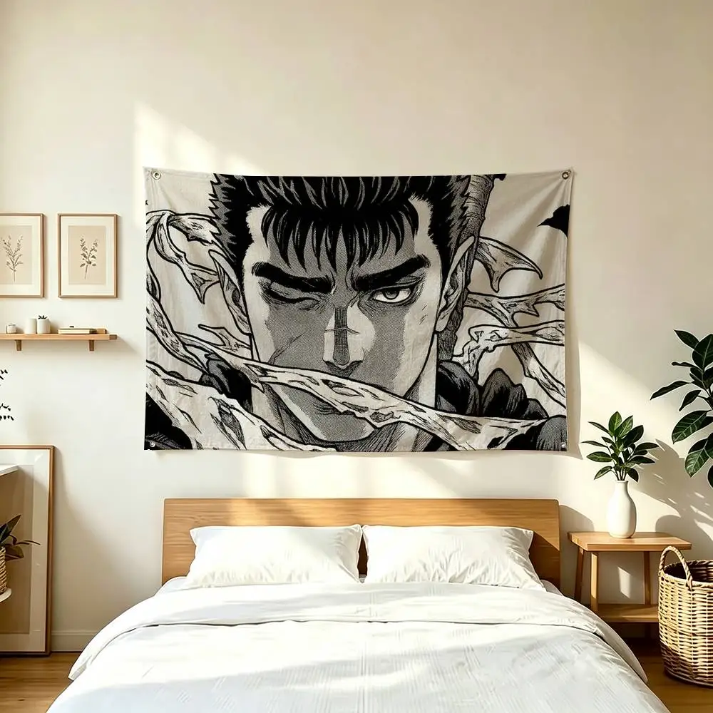 G-Guts B-Berserk Anime  Flags Wall Hanging Tapestry Outdoor Garage Room Decorative flag Background Blanket
