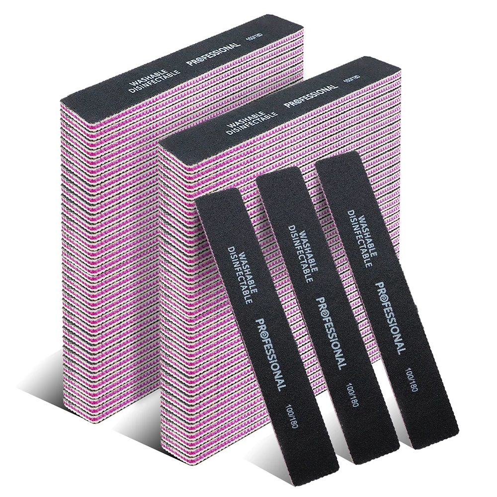 

25Pcs/Lot Grey Sandpaper Nail File 100/180 Double Sided Buffer Block Polisher Pedicure Manicure Nail Art Files Nails Accesorios