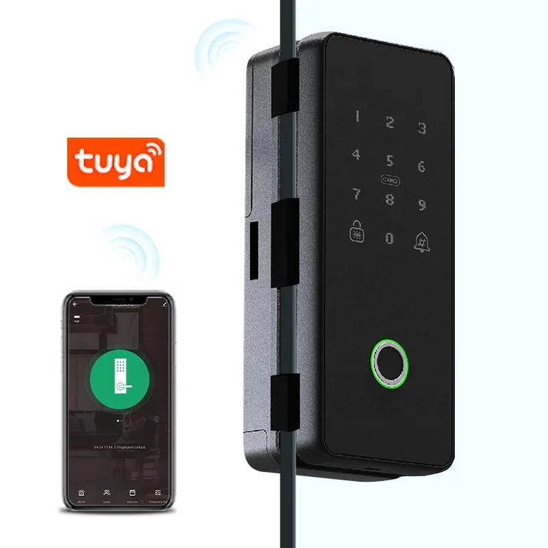 Wholesale Price T/uya WiFi Biometric Fingerprint Lo-ck Touch Keypad Glass Smart Door L/ock for Wood & Glass Doors with for
