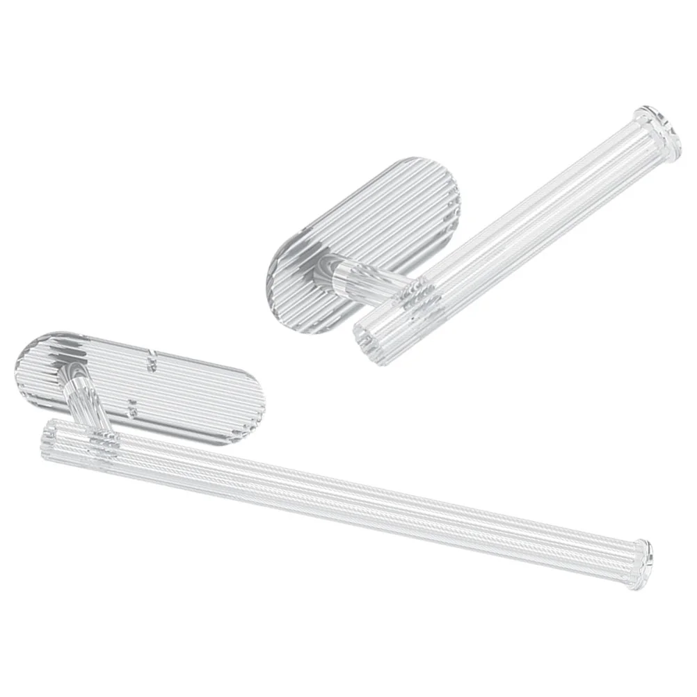 

2 Pcs Nail Free Towel Rack Bathroom Furnitures Scouring Pad Acrylic Guest Holder Stick on Bar