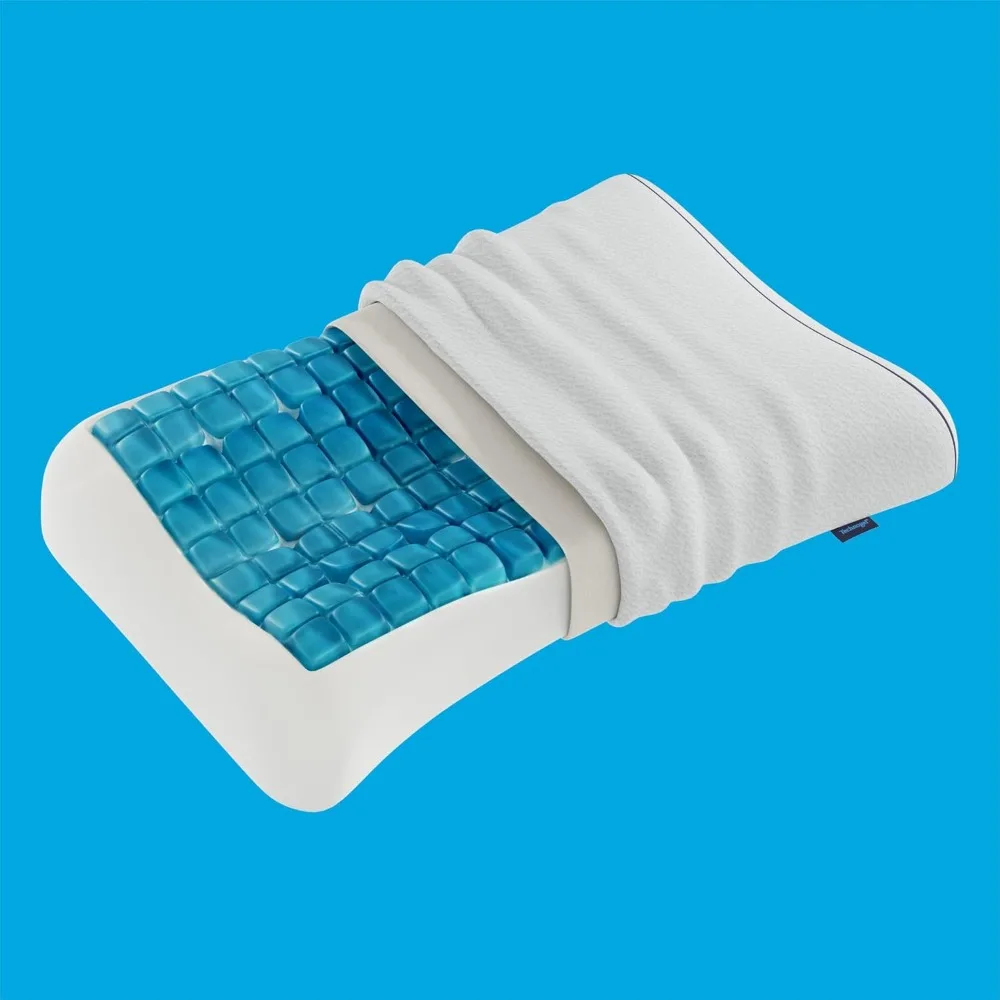 

Cooling Contour Pillow – Ergonomic Design with Two Heights for Neck Support & Pressure Relief – Memory Foam & Temperature Regul