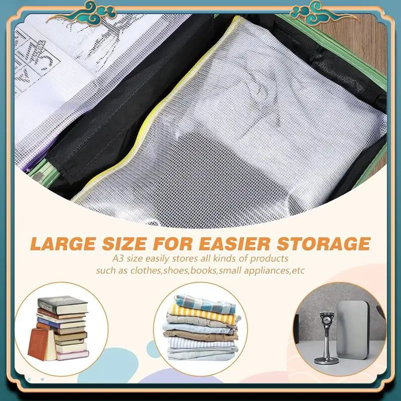 (ใหม่)-ตาข่ายซิปกระเป๋ากระเป๋า 8 สีReusable Clearกระเป๋าเดินทางสําหรับจัดระเบียบเกมกระดานOffice Home School Supply