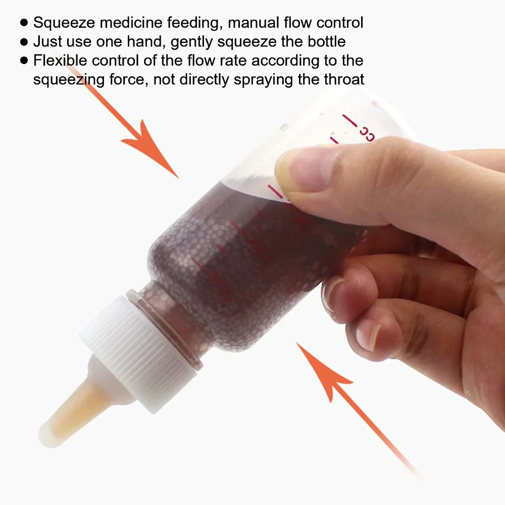 1 set ABS Bottle Pet Nurser Bottle Silicone Nipple 50ML Capacity Small Pet Nurser Soft Mouth Feeding Tip Bottle Body Scale