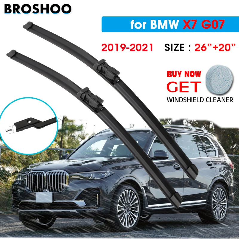 

Car Wiper Blade For BMW X7 G07 26"+20" 2019-2021 Auto Windscreen Windshield Wipers Blades Window Wash Fit Push Button Arm