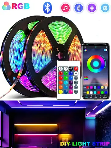 1-30M RGB LED Strip Light 5V USB Bluetooth 24Key Remote Control Flexible Ribbon Color Change LED Lamp Tape For Home Decoration