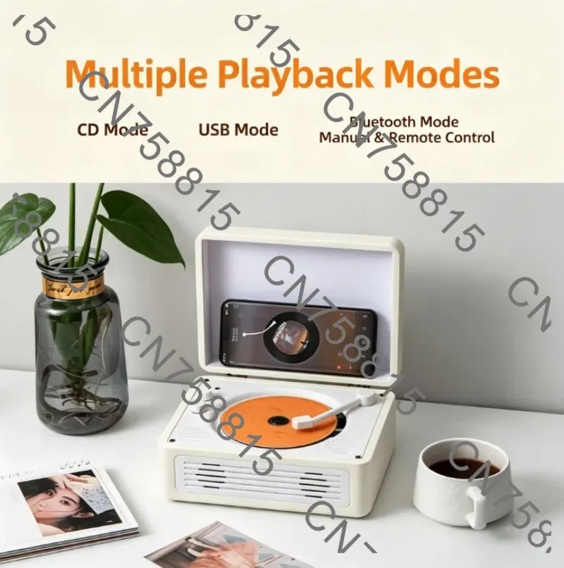 Bluetooth Stereo All-in-one Player Record Player Cd Playe CD1900a Vintage Home Desktop Desktop，New Retro Cd Player Music Album