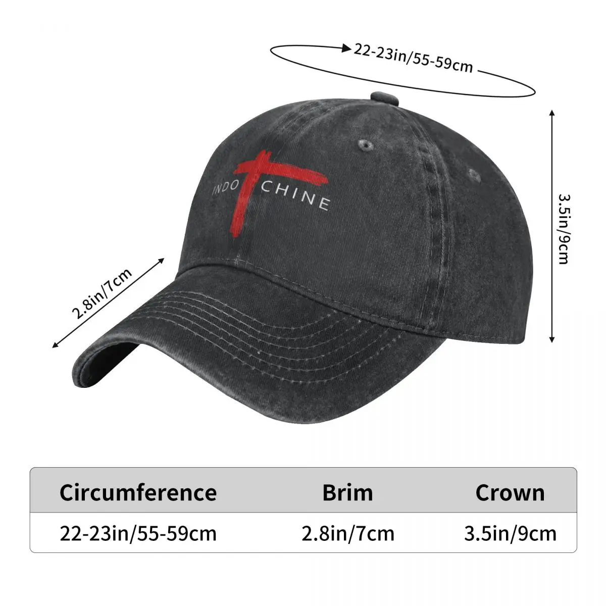 Vintage Indochine Logo Baseball Caps for Men Women Distressed Denim Washed Snapback Hat Music Band Outdoor Travel Adjustable Hat
