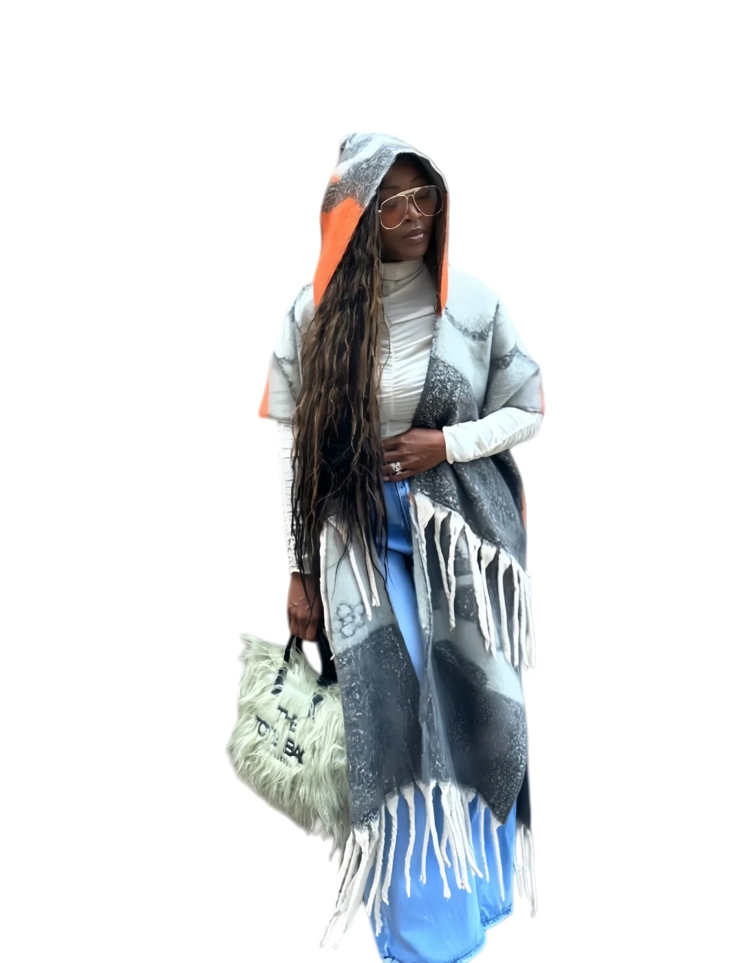 

Oversized Africa Female Hooded Warm Kimonos Printed Female Fuzzy Long Cardigans Muslim Outfit Duster Coat