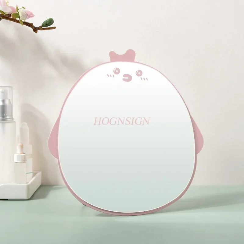 Small Mirror Makeup Mirror Student Dormitory Desktop Stand up Makeup Mirror Cute Portable Beauty Mirror