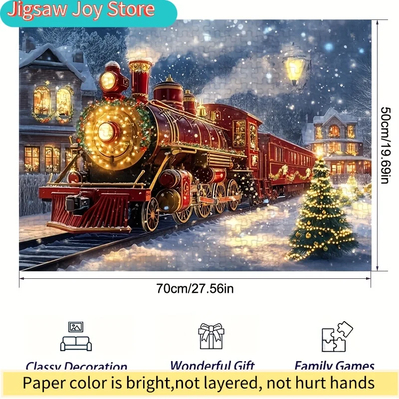 Large Christmas Train Puzzle Suitable for & Families - 50.04cm X 70.1cm Giant Game, DIY Train Track Building, Holiday Home/Of