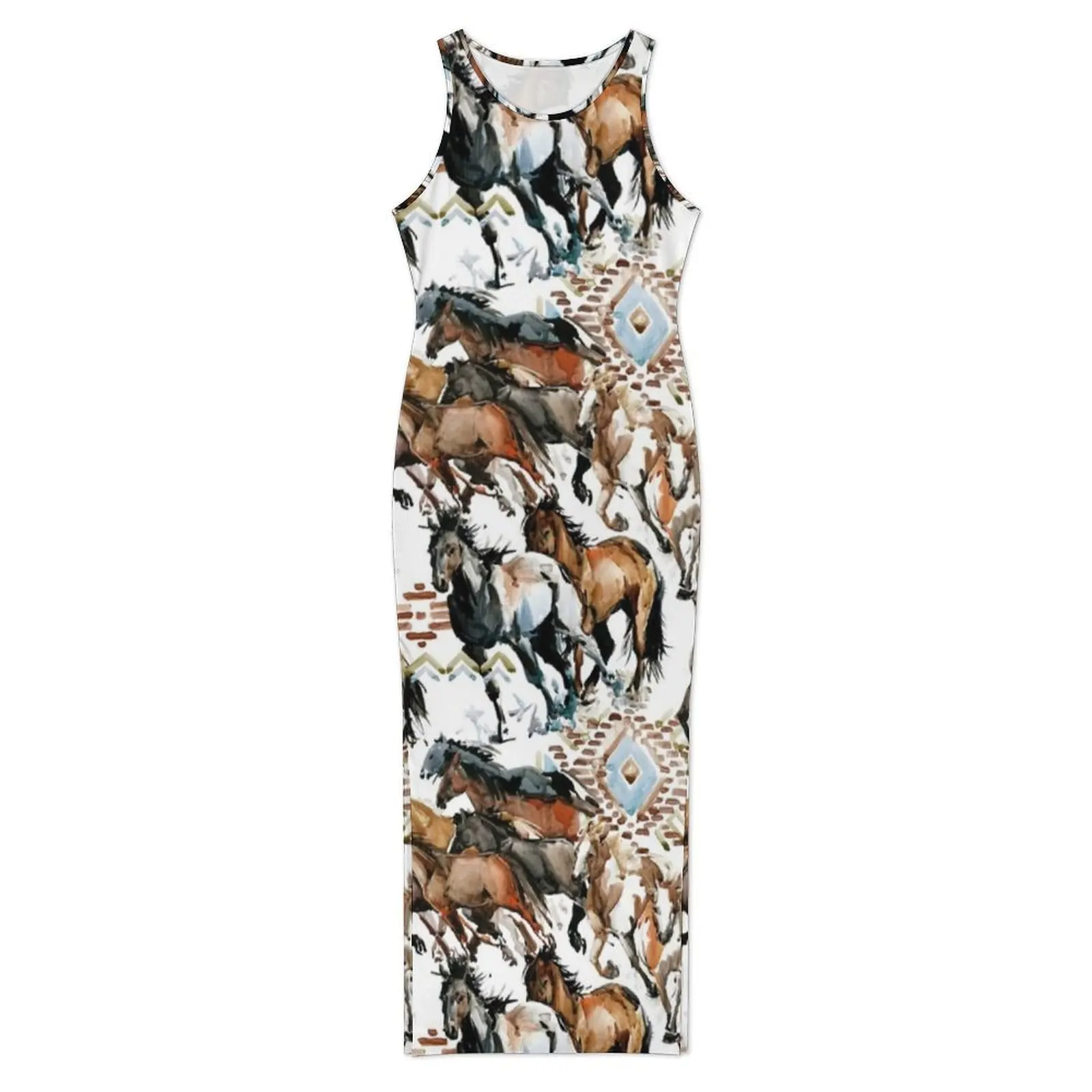 Horse Pattern Decoration Dress Horseback Riding Cool Club Party Maxi Dresses Holiday Street Style Pattern Bodycon Dress 3XL 4XL