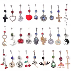 Aihua Surgical Steel Belly Button Ring Simple Snake Cross Eye Heart Navel Nombril Piercing CZ Belly Ring Sexy Women Body Jewelry
