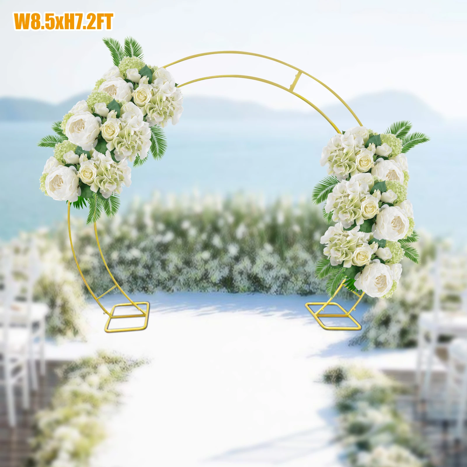 Double Arch-shaped Rack Flower Rack Circle Plant Stand Thick Steel Tubes Strong Bearing Wedding Party Backdrop Decoration Gold