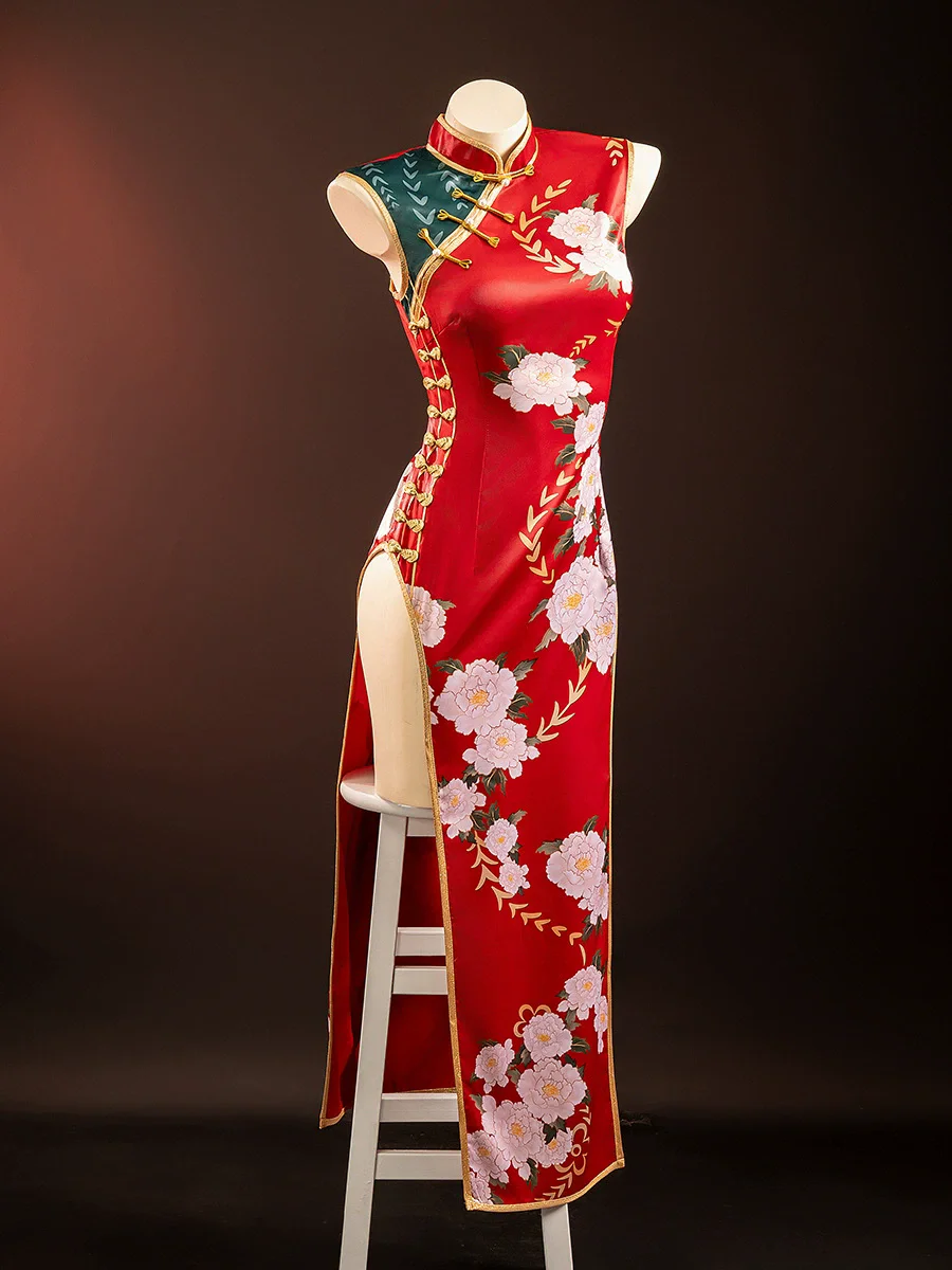 Sexy Anime CODE GEASS Lelouch of The Rebellion C.C. Cosplay Costume Chinese Style Red Cheongsam Dress Woman Christmas Suit view 5