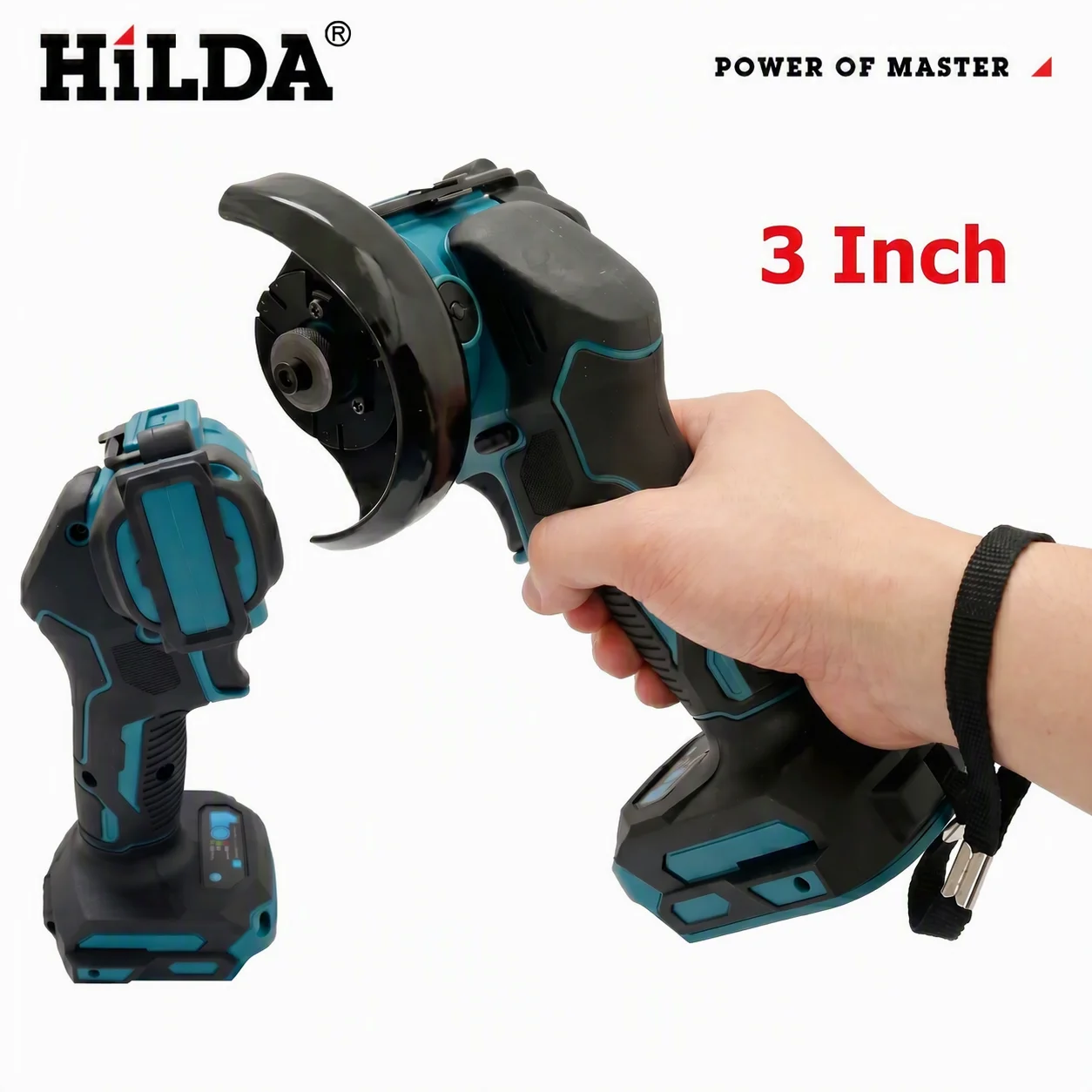 HILDA New 3 Inch Electirc Angle Grinder Portable Rechargeable Electric Grinding Polishing Cutting Tool Fit for Makita Battery