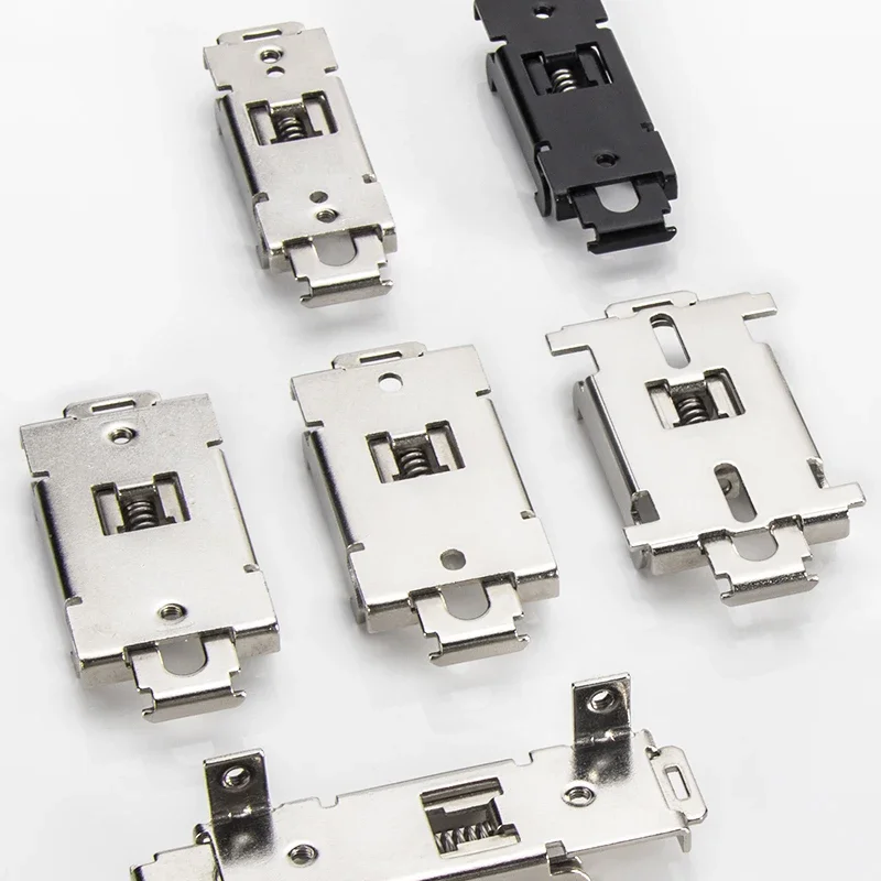 10 Pieces Standard DIN Rail Mounting Bracket Fixed Steel Plate Nickel Plated Power Switch Buckle 35mm for Electronics