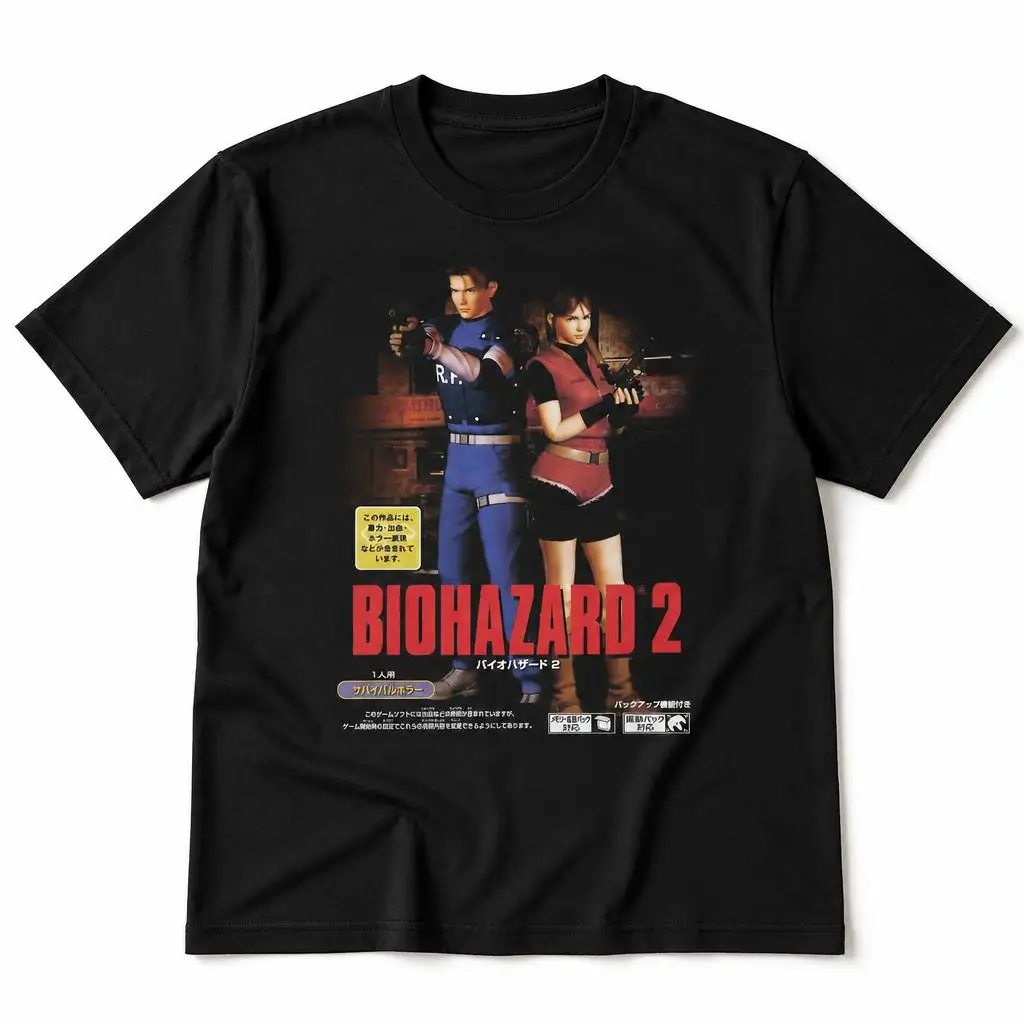 Biohazard 2 Residents Evils Men Retro T Shirt 100% Cotton Clothing Fun Short Sleeve Tee Gift T-Shirts