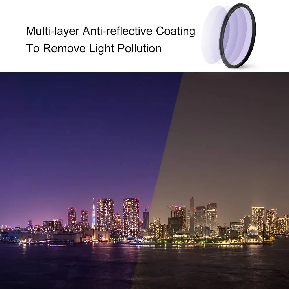 Lightdow Natural Clear Night Filter Optical Glass Multi-layer Filters 49mm 52mm 58mm 62mm 67mm 72mm 77mm 82mm for Night Sky