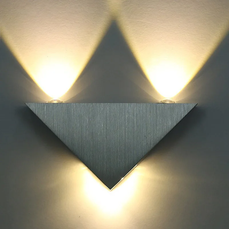 

Unique Personality Design Bedroom Bedside Lamp Triangular Aluminum Background Corridor Decoration Wall Lighting Fixtures