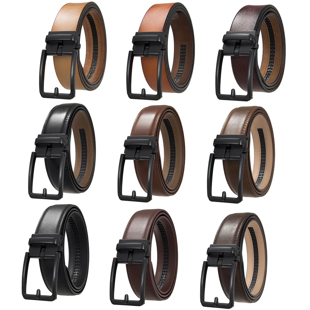 Top Quality Mens Black Belts Luxury Adjustable Genuine Leather Brown Belt For Men 3.5cm Width Formal Suit Waist Belt Male B1338