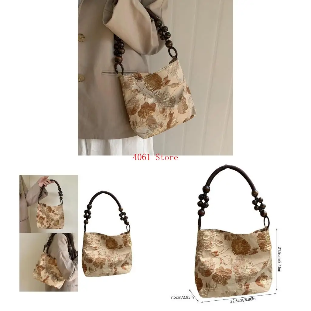 

Underarm Bag with Beads Chain Top Handle Vintage Shoulder Handbag Purse