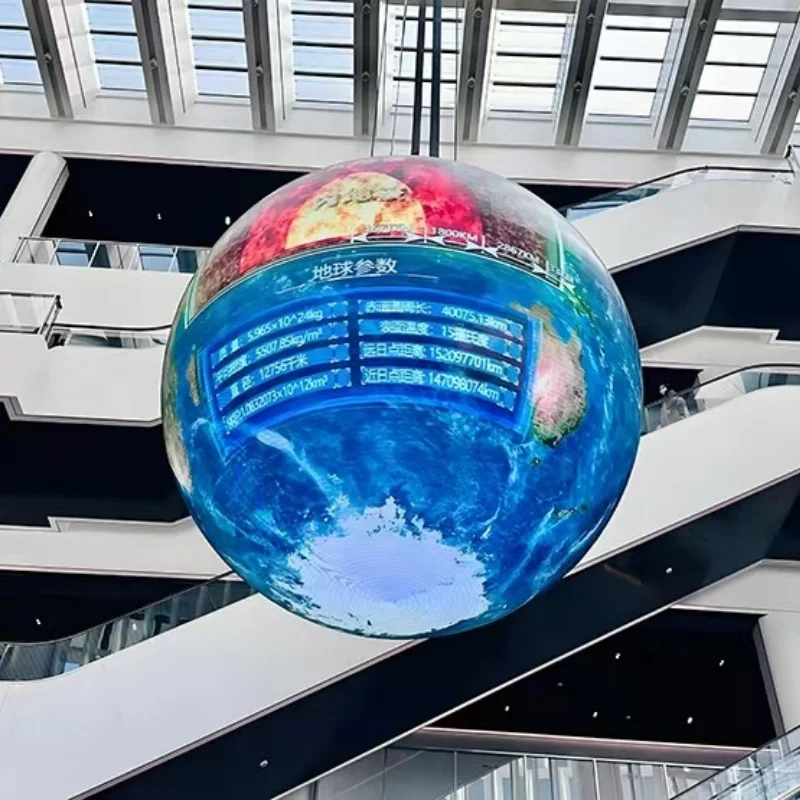 1M Diameter 360 Degree P2.5 Creative Globe LED Screen Custom Spherical Earth Display For Exhibition Venue Commercial Use